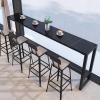 Modern Slate Bar Table,Long Counter Height Console Table,Faux Marble Top With Iron Base,Narrow Trestle Table Dining Table Kitchen Table Bar Coffee Table,No Stool(63"L x 15.7"W x 41.3"H, Black) view 1