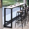 Modern Slate Bar Table,Long Counter Height Console Table,Faux Marble Top With Iron Base,Narrow Trestle Table Dining Table Kitchen Table Bar Coffee Table,No Stool(63"L x 15.7"W x 41.3"H, Black) view 3