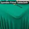 3 Pack Emerald Green Spandex Tablecloth for 8 Foot Rectangle Tables, Wrinkle Free Fitted Table Cloth Cover 8ft Green Stretchy Tablecloths with Skirt for Parties Weddings Birthday Banquet Baby Shower view 2