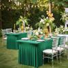 3 Pack Emerald Green Spandex Tablecloth for 8 Foot Rectangle Tables, Wrinkle Free Fitted Table Cloth Cover 8ft Green Stretchy Tablecloths with Skirt for Parties Weddings Birthday Banquet Baby Shower view 4