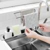 Hintyne Kitchen Sink Organizer Telescopic Sink Rack Expandable Storage Drain Basket with Dishcloth Hanger Grey, Gray view 3