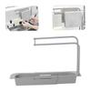 Hintyne Kitchen Sink Organizer Telescopic Sink Rack Expandable Storage Drain Basket with Dishcloth Hanger Grey, Gray view 4