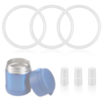 lasuroa 3pcs Food Jar Gaskets, Silicone Replacement O Ring with 3 Replacement Elastic Columns Replacement Lid Seals Food Jar Replacements Compatible with Thermos Funtainer 10 oz Food Jar, white