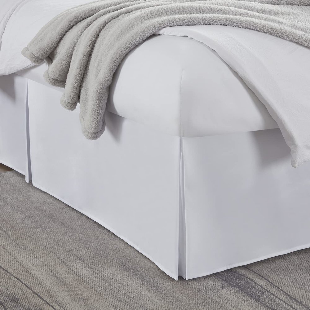 Box Pleated Bed Skirt Twin XL Size with 21 Inches Drop Egyptian Cotton 39 x 80 Inches 1000 Thread Count Ultra Soft Cover Easy Fit Winkle & Fade Resistant - White