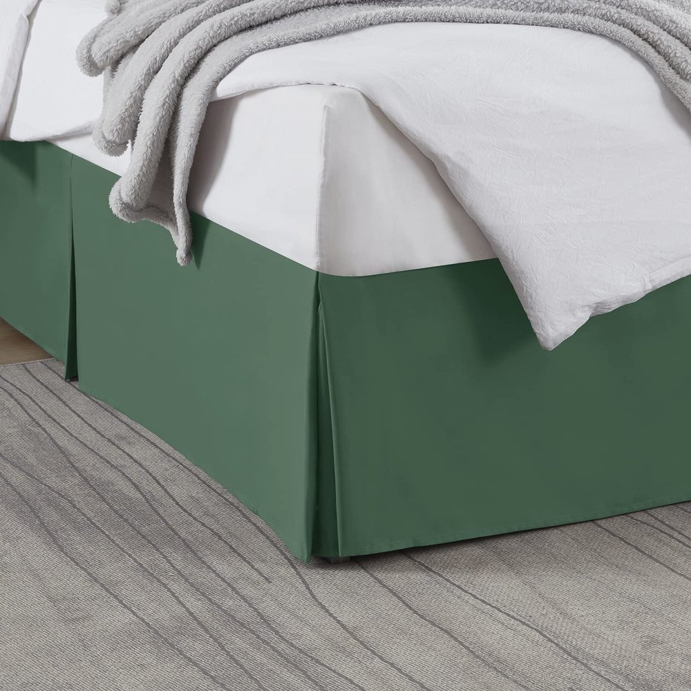 Box Pleated Bed Skirt Full Size with 16 Inches Drop Egyptian Cotton 54 x 75 Inches 1000 Thread Count Ultra Soft Cover Easy Fit Winkle & Fade Resistant - Teal Green