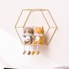 BEIJIALY Wall Mounted Hexagonal Floating Shelves Set, Floating Geometric Hexagon Shelf Wall Mount, Metal Wire and Wood Wall Mounted Storage Shelf Wall Decor for Living Roo, Bedroom(Gold) view 4