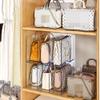 ADFLTFC Acrylic Clear Purse Storage Organizer for Closet, Plastic Handbag Organizer, Desk File Sorter, Closet Shelf Divider Display Stand (4 Grids) view 3