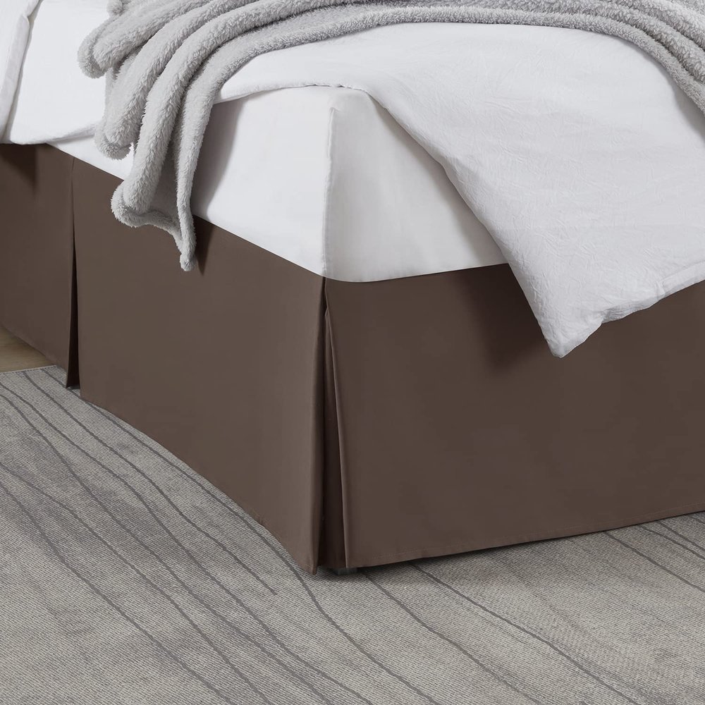 Box Pleated Bed Skirt Twin XL Size with 12 Inches Egyptian Cotton 39 x 80 Inches 1000 Thread Count Ultra Soft Cover Easy Fit Winkle & Fade Resistant - Chocolate