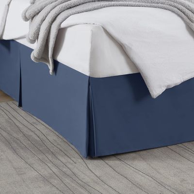 Box Pleated Bed Skirt Full Size with 10 Inches Drop Egyptian Cotton 54 x 75 Inches 1000 Thread Count Ultra Soft Cover Easy Fit Winkle & Fade Resistant - Navy Blue