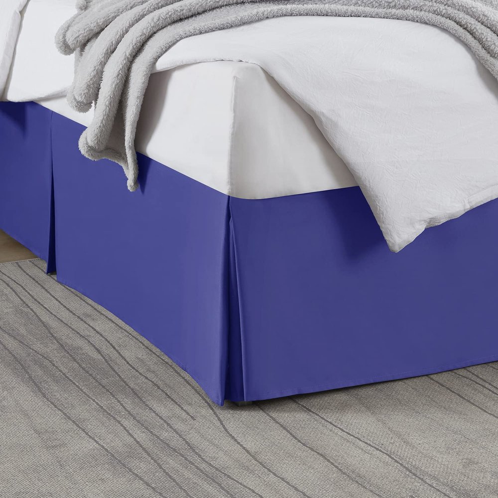 Box Pleated Bed Skirt Queen Size with 14 Inches Egyptian Cotton 60 x 80 Inches 1000 Thread Count Ultra Soft Cover Easy Fit Winkle & Fade Resistant - Royal Blue