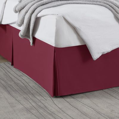 Box Pleated Bed Skirt Twin Size with 21 Inches Drop Egyptian Cotton 39 x 75 Inches 1000 Thread Count Ultra Soft Cover Easy Fit Winkle & Fade Resistant - Burgundy