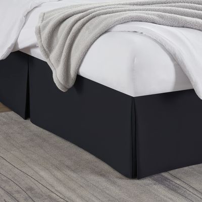 Box Pleated Bed Skirt King Size with 19 Inches Drop Egyptian Cotton 78 x 80 Inches 1000 Thread Count Ultra Soft Cover Easy Fit Winkle & Fade Resistant - Black