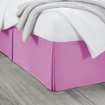 Box Pleated Bed Skirt Queen Size with 12 Inches Egyptian Cotton 60 x 80 Inches 1000 Thread Count Ultra Soft Cover Easy Fit Winkle & Fade Resistant - Pink