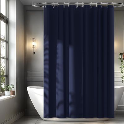 Seenus 72 x 78 inch Navy Blue Extra Long Fabric Shower Curtain Liner, Waterproof Cloth Shower Liner with 3 Large Magnets, Bathroom Long Shower Curtain Lightweight Washable