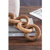 T2 CONCEPT 100% Teak Wood Decorative 5 Link Chain Sculpture, Natural Brown, Modern Minimalist, 19.5 x 4.5, Round Circle Design, for All Styles, Mantel, Coffee Table, Bookshelf, Home and Office view 2