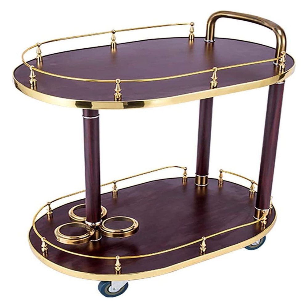 GRDDBZA Bar Serving Carts Business Restaurant Wine Cart, 2-Tier Serving Trolleys, Rolling Cart, Tea Cart, Easy to Move with 4 Wheels, Ideal for Kitchen, Living Room, Hotel, Wine/Tea Serving Cart(C)