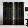 Abstract Honeycomb Curtains for Bedroom, Modern Black and Gold Geometric Hexagon Window Drapes, Grommet Thermal Insulated Blackout Curtains, for Living Room Bedroom Office (27.5"W x 63"L) x 2 view 1
