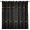 Abstract Honeycomb Curtains for Bedroom, Modern Black and Gold Geometric Hexagon Window Drapes, Grommet Thermal Insulated Blackout Curtains, for Living Room Bedroom Office (27.5"W x 63"L) x 2 view 3