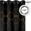 Abstract Honeycomb Curtains for Bedroom, Modern Black and Gold Geometric Hexagon Window Drapes, Grommet Thermal Insulated Blackout Curtains, for Living Room Bedroom Office (27.5"W x 63"L) x 2 view 4