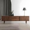 LAKIQ Solid Wood TV Stand with Drawers and Cabinet Modern TV Media Console with Enclosed Storage Living Room TV Entertainment Center with Legs (Brown, 71" L x 14" W x 18" H) view 1