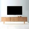 LAKIQ Solid Wood TV Stand with Drawers and Cabinet Modern TV Media Console with Enclosed Storage Living Room TV Entertainment Center with Legs (Brown, 71" L x 14" W x 18" H) view 3
