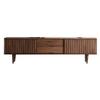 LAKIQ Solid Wood TV Stand with Drawers and Cabinet Modern TV Media Console with Enclosed Storage Living Room TV Entertainment Center with Legs (Brown, 71" L x 14" W x 18" H) view 4
