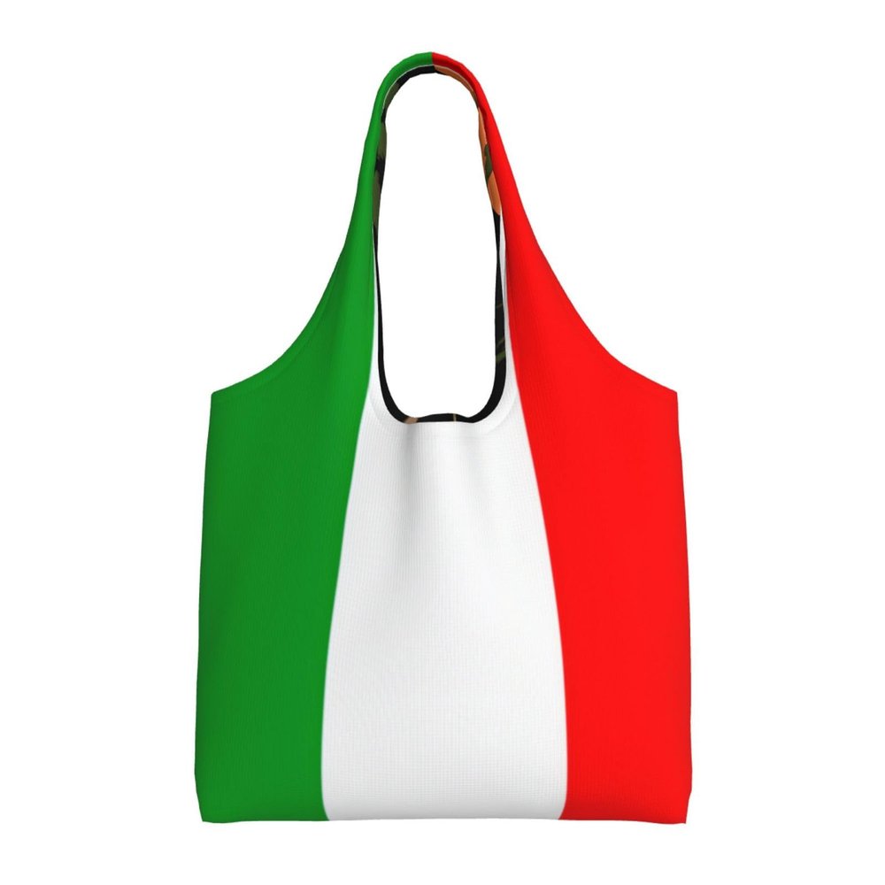 ASYG Cute Italy Flag Tote Bag Reusable Grocery Bags Foldable Washable Fashion Shopping Bags Gifts for Women Men
