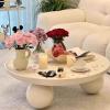 BK&MF Modern Minimalist Coffee Table,Small Round Side End Table Cream Wind Center Table Desktop Sturdy Open Design for Living Room,A,75x75x30cm(30x30x12inch) view 2