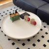 BK&MF Modern Minimalist Coffee Table,Small Round Side End Table Cream Wind Center Table Desktop Sturdy Open Design for Living Room,A,75x75x30cm(30x30x12inch) view 3