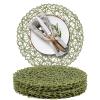 AHHFSMEI Paper Braided Round Placemats Set of 12 Natural Non-Slip Heat Resistant Table Mats for Dining Tables Woven Indoor & Outdoor Place mats(Green,12) view 1