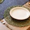 AHHFSMEI Paper Braided Round Placemats Set of 12 Natural Non-Slip Heat Resistant Table Mats for Dining Tables Woven Indoor & Outdoor Place mats(Green,12) view 4