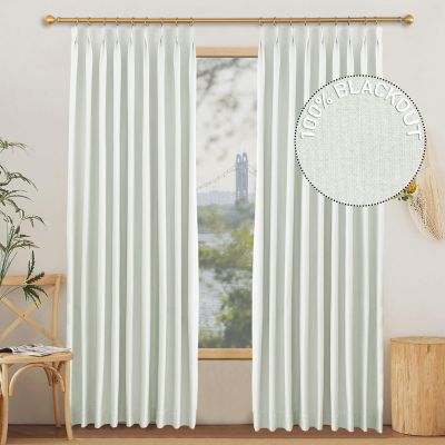 Gewvary 100% Blackout Pinch Pleat Curtain,2 Panels Polyester Extra Wide Insulated Window Panels,Bedroom Living Room Full Light Shading Sliding Door Drape (84Wx100L,Beige)