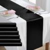 6 Pack Black Table Runners 12 x 108 Inch, Rectangular Smooth Satin Silk Table Runner for Wedding, Banquet, Birthday Party Decoration view 1
