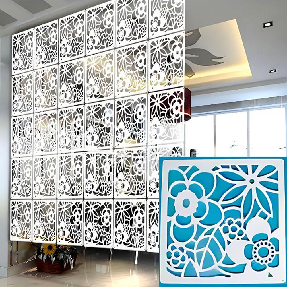 12Pcs,HAILM DIY Hanging Room Divider, Partitions Panels Screen PVC, Room Dividers Floor to Ceiling for Decorating Bedding, Dining, Study and Sitting-Room (White)