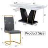 5 Piece Dining Table Set, Kitchen Table and Chairs Set for 4, 63'' Rectangular Dining Table With 0.4" Tempered Glass Tabletop and MDF V-Shaped Bracket&Black Base, 4 PU Leather Chairs for Dining Room. view 3