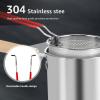 Deep Fryer Pot, Stainless Fry Pot Features Heavy Welded Handle Stainless Lid and Stainless Perforated Basket, Japanese Tempura Fryer for Frying Fish Shrimp Chicken and Fries view 3