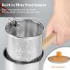 Deep Fryer Pot, Stainless Fry Pot Features Heavy Welded Handle Stainless Lid and Stainless Perforated Basket, Japanese Tempura Fryer for Frying Fish Shrimp Chicken and Fries view 4
