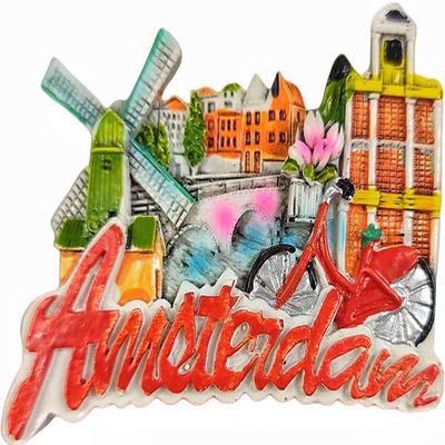 3D Amsterdam Netherlands Fridge Magnet Tourism Souvenir Refrigerator Decoration Magnet Hand Painted Craft