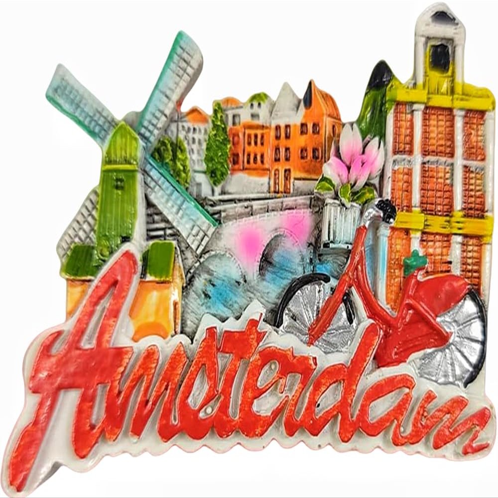 3D Amsterdam Netherlands Fridge Magnet Tourism Souvenir Refrigerator Decoration Magnet Hand Painted Craft