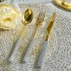 Gold flatware set for 12-36 pieces premium 18/10 stainless steel cutlery set, diamond handle flatware set for dining, knife fork spoon set,dishwasher safe view 2