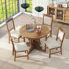 5-Piece Retro Functional Dining Set for 4, Farmhouse Style Round Extendable Dining Table with a 16-inch Leaf and 4 Upholstered Chairs for Dining Room and Kitchen (Walnut) view 2
