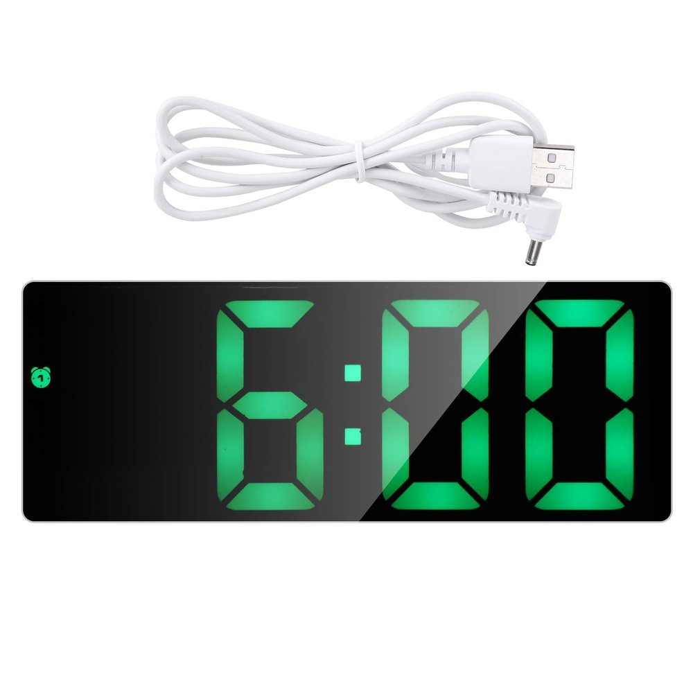 QANYEGN Electronic Clock, LED Display Digital Mirror Alarm Clocks, LED Digital Wall Clock with Large Display for Living Room and Bedroom