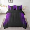 Feelyou Geometric Abstract Ombre Comforter Set with Sheets Kids Teens Purple and Black Striped Bedding Bed Set Decor Modern Fashion Bed in a Bag Bedroom Collection Queen Size view 1
