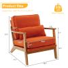 Karl home Accent Chair Wide Armrest Mid-Century Lounge Chair Linen Fabric Armchair with Lumbar Pillow & Solid Wood Frame for Living Room, Bedroom, Balcony, Burnt Orange view 2