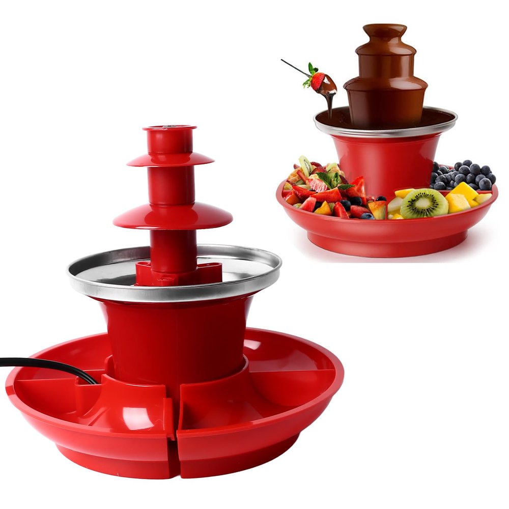 3 Tier Electric Chocolate Fondue Fountain Machine for Parties Melts Cheese Queso Candy Liqueur