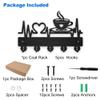 MAYJOYDIY Wood Coffee Heartbeat Coat Rack Hot Coffee Heart Key Hangers for Wall 11.87.5inch Black Wall Key Rack Organizer 5 Alloy Hooks for Kitchen Entryway Office view 3