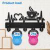 MAYJOYDIY Wood Coffee Heartbeat Coat Rack Hot Coffee Heart Key Hangers for Wall 11.87.5inch Black Wall Key Rack Organizer 5 Alloy Hooks for Kitchen Entryway Office view 4