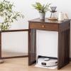ZAQYCM Rustic Hidden Robot Vacuum Cabinet with Storage Drawer and Glass Door, Wood Bedside Table for Bedroom Dorm Room Nursery Balcony Hallway and Small Spaces(52x41x63.5cm/20.5x16x25.5in) view 3