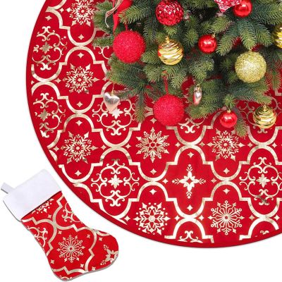 NGUOYYUTT Christmas Tree Group Christmas Tree Tree Skirt Tree Bottom Apron Christmas Holiday Decoration, 122cm, Red
