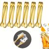 6PCS Mini Small Tiny Tongs, 4.4Inch Stainless Steel Small Tongs for Serving Food, Durable Kitchen Metal Tongs for Ice, Salad, Toaster, Desserts, Appetizers and Charcuterie Board (6 Pack, Gold) view 1